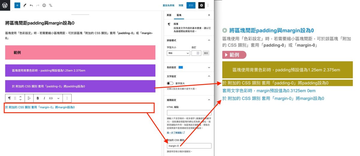 區塊間距margin設為0％